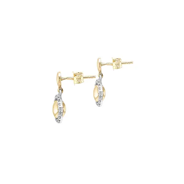 Gold dangle earrings with Zircons