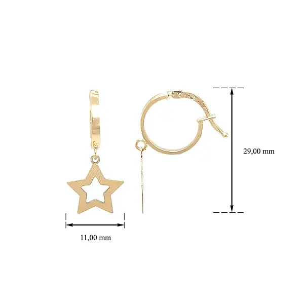 Gold Hanging Earrings Stars