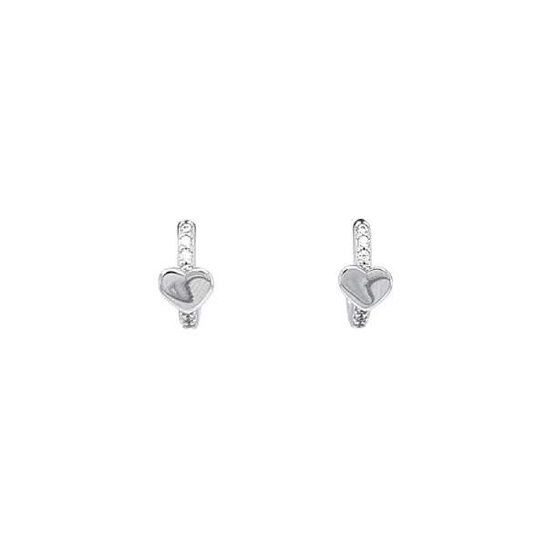 Gold Circular Earrings Hearts with Zircons