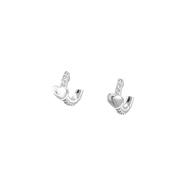 Gold Circular Earrings Hearts with Zircons