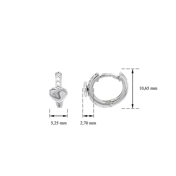 Gold Circular Earrings Hearts with Zircons