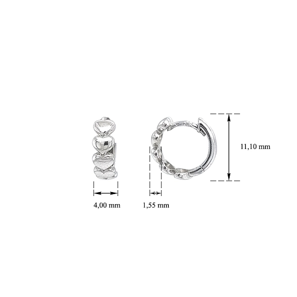 Round Earrings Hearts in White Gold