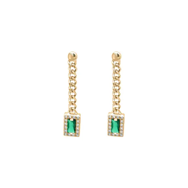 Gold dangle earrings with Zircons