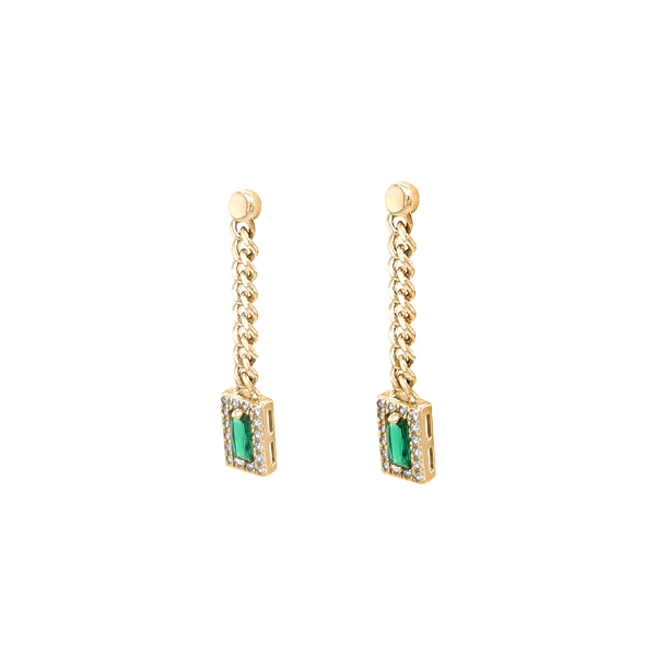 Gold dangle earrings with Zircons