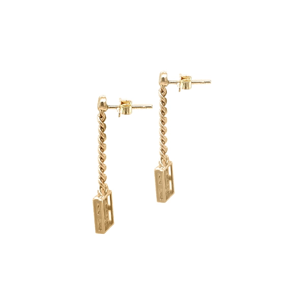 Gold dangle earrings with Zircons