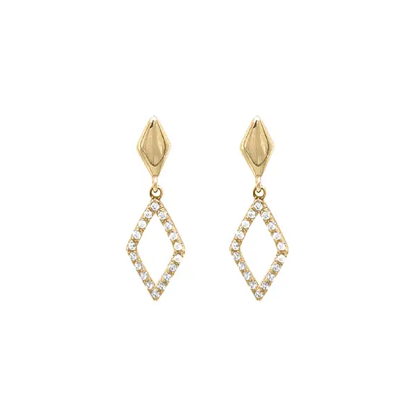 Gold dangle earrings with Zircons