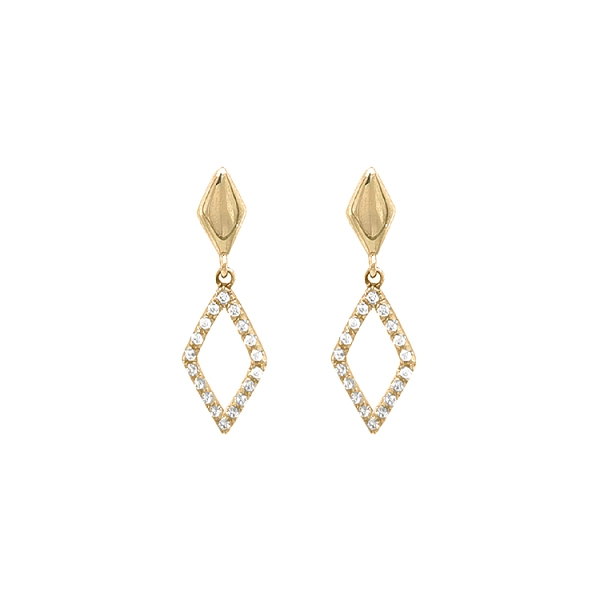Gold dangle earrings with Zircons