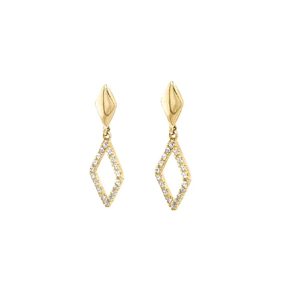 Gold dangle earrings with Zircons