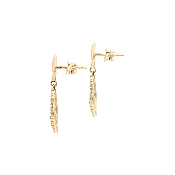 Gold dangle earrings with Zircons