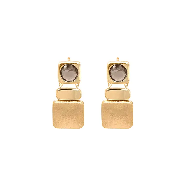 Gold dangle earrings with Quartz