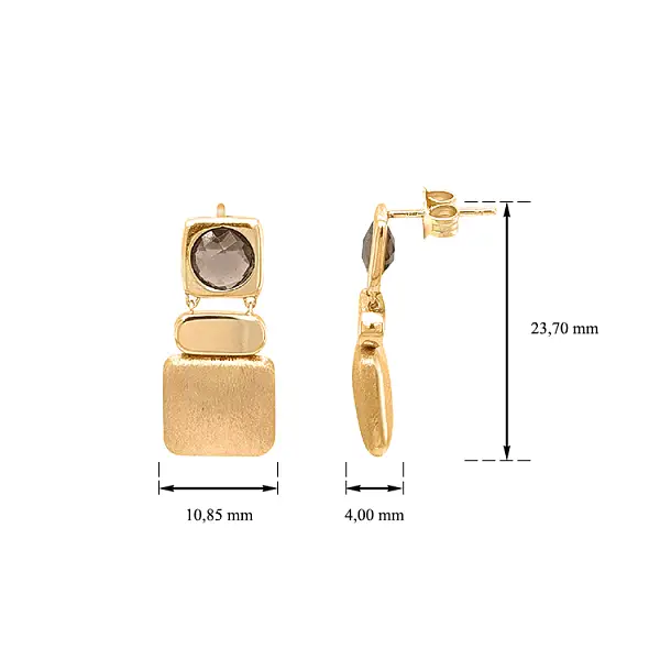 Gold dangle earrings with Quartz