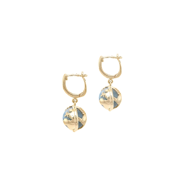 Gold dangle earrings with aquamarine