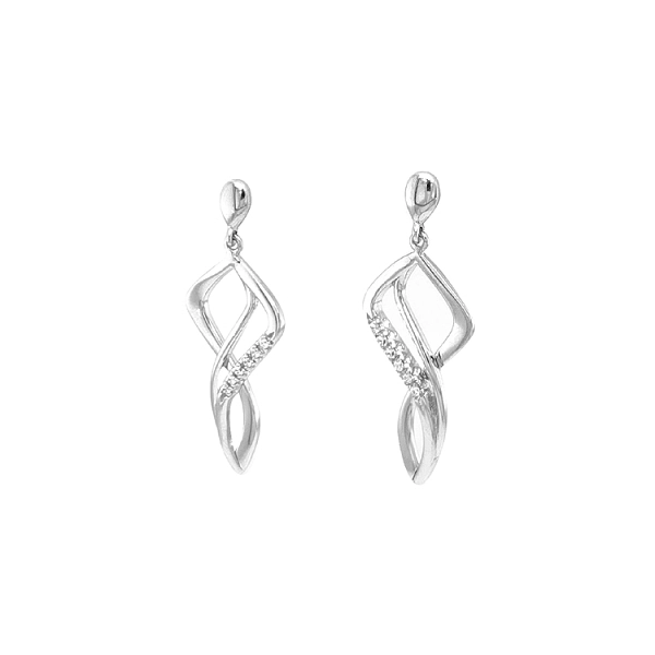 Gold dangle earrings with Zircons