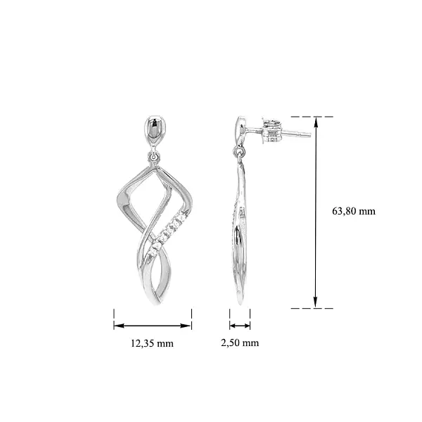 Gold dangle earrings with Zircons