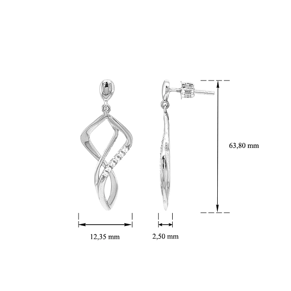 Gold dangle earrings with Zircons