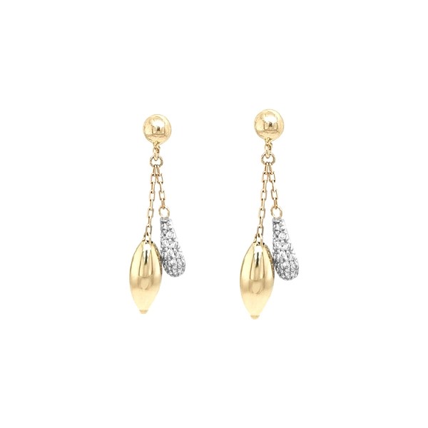 Gold dangle earrings with Zircons
