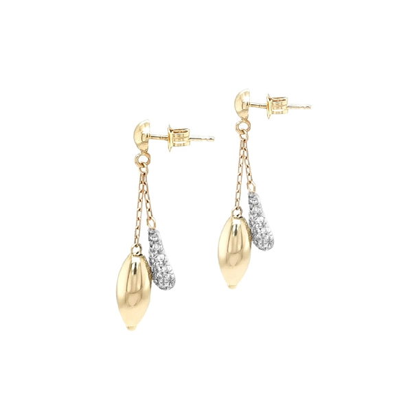 Gold dangle earrings with Zircons