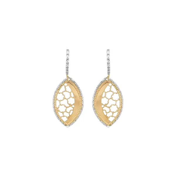 Gold dangle earrings with Zircons
