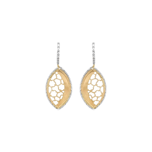 Gold dangle earrings with Zircons