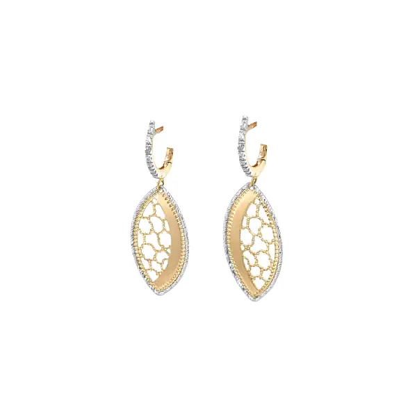 Gold dangle earrings with Zircons