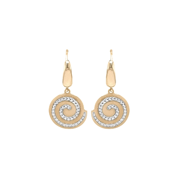Gold dangle earrings with Zircons