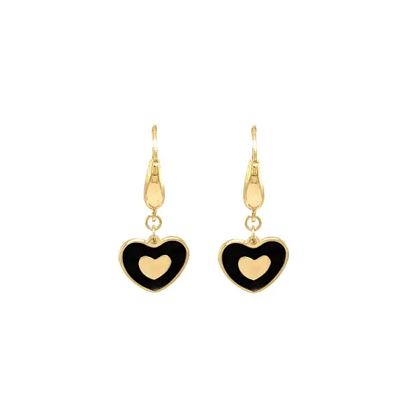 Gold Earrings in Heart Shape
