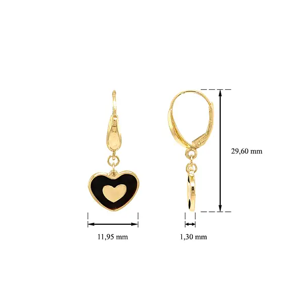 Gold Earrings in Heart Shape