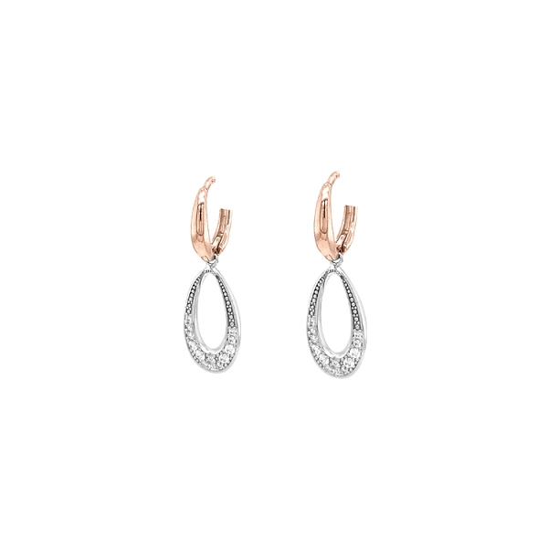 Pendant Earrings with Zircones in Gold