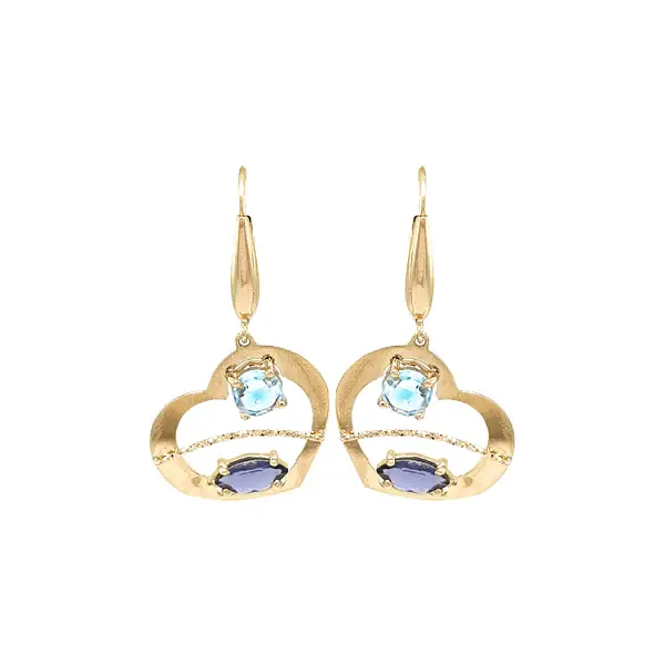 Gold Vicasi Earrings with Coloured Stones
