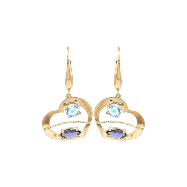 Gold Vicasi Earrings with Coloured Stones