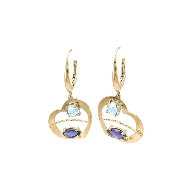 Gold Vicasi Earrings with Coloured Stones
