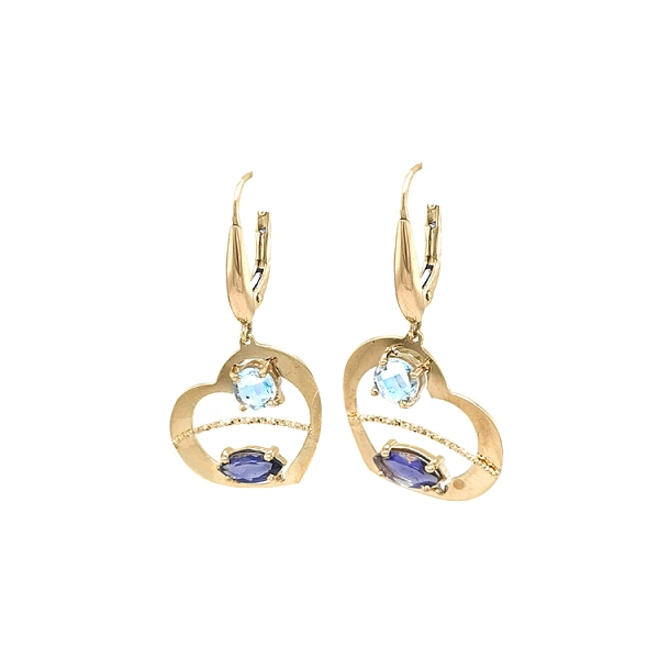 Gold Vicasi Earrings with Coloured Stones
