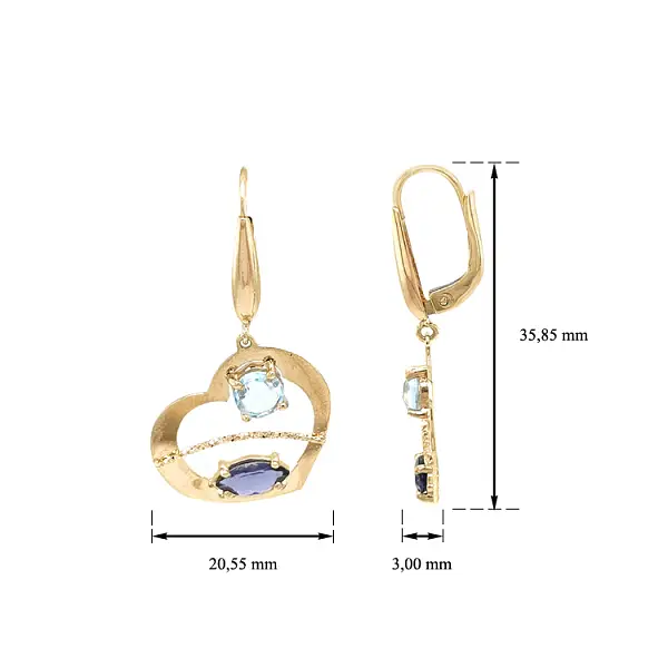 Gold Vicasi Earrings with Coloured Stones