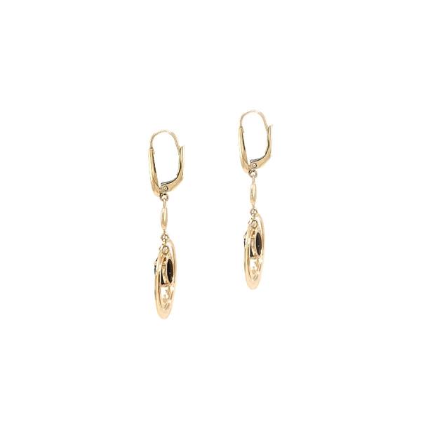 Gold dangle earrings with Zircons