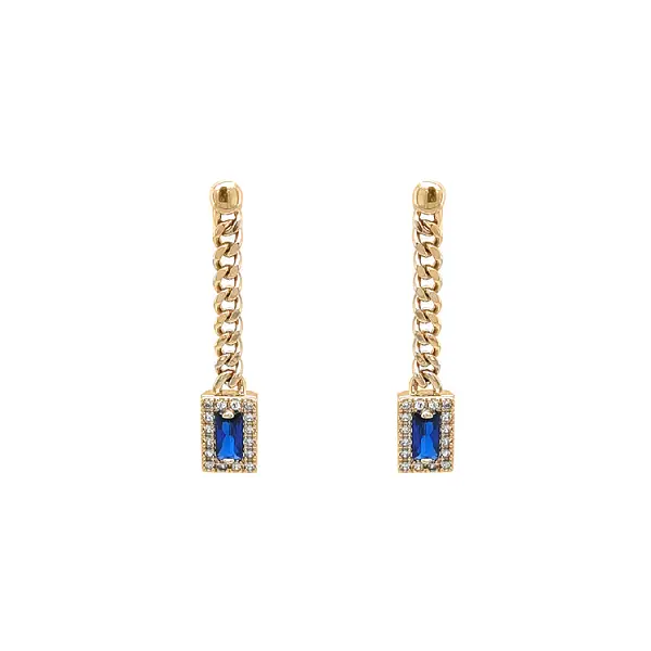 Gold dangle earrings with Zircons