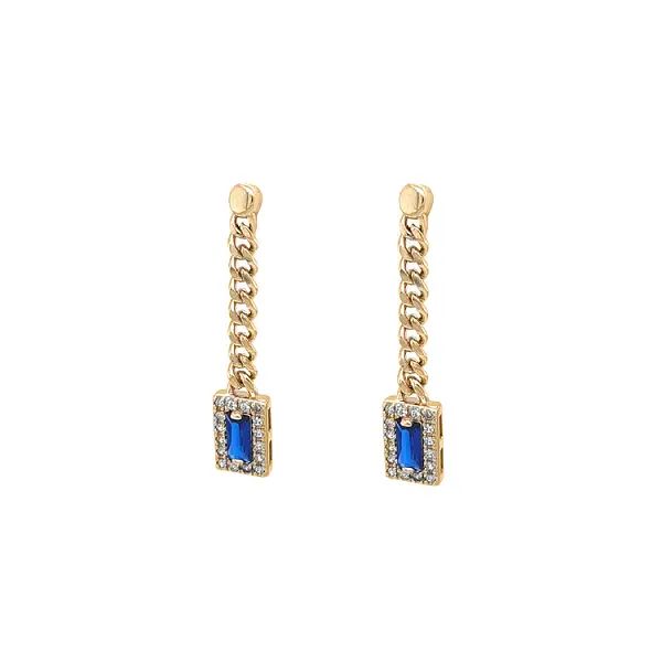 Gold dangle earrings with Zircons