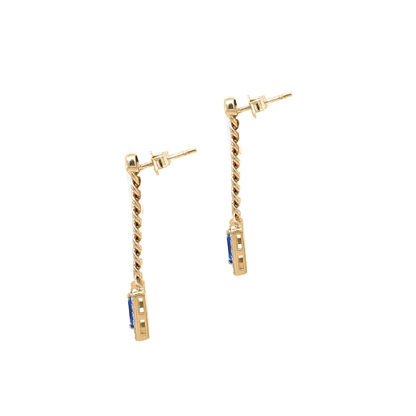 Gold dangle earrings with Zircons