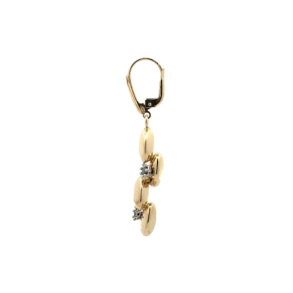 Gold dangle earrings with black stones