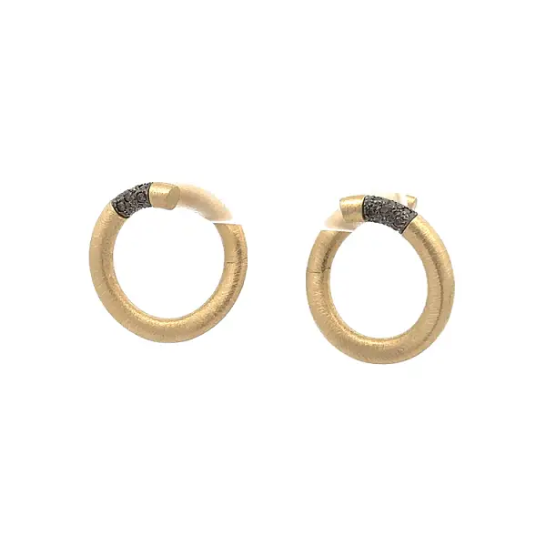Gold Earrings with Black Stones