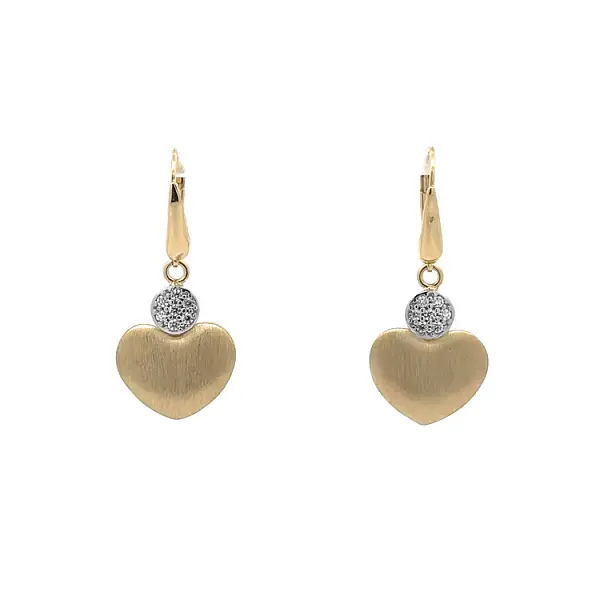 Gold Earrings in Heart Shape with Zircones