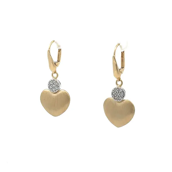 Gold Earrings in Heart Shape with Zircones