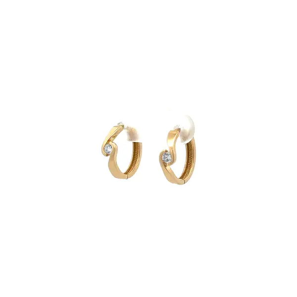 Gold Circular Earrings with Zircons
