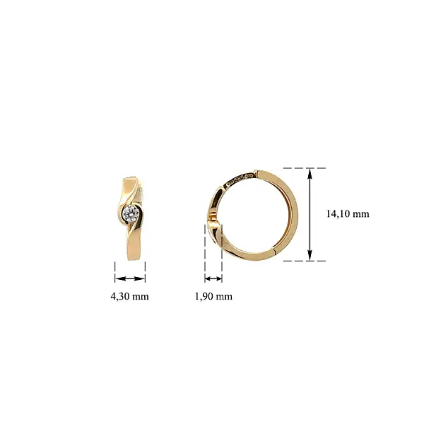 Gold Circular Earrings with Zircons