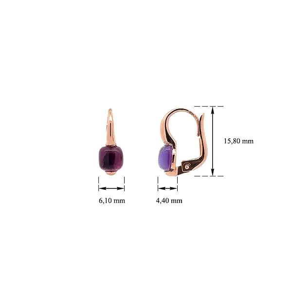 Elegant rose gold earrings with amethyst