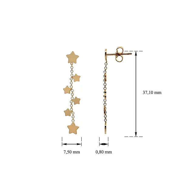 Gold Hanging Earrings Stars