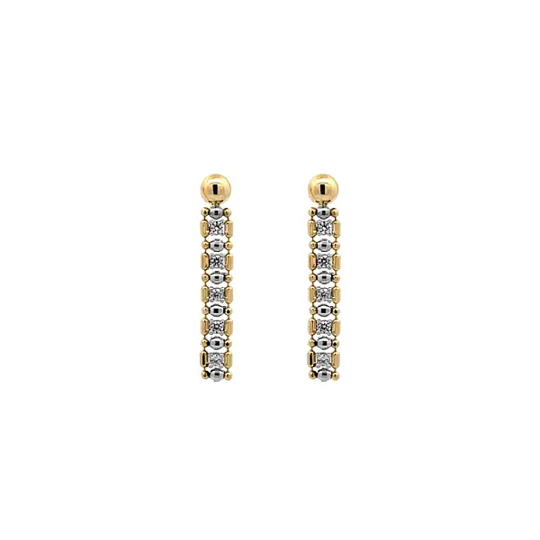 Gold dangle earrings with Zircons
