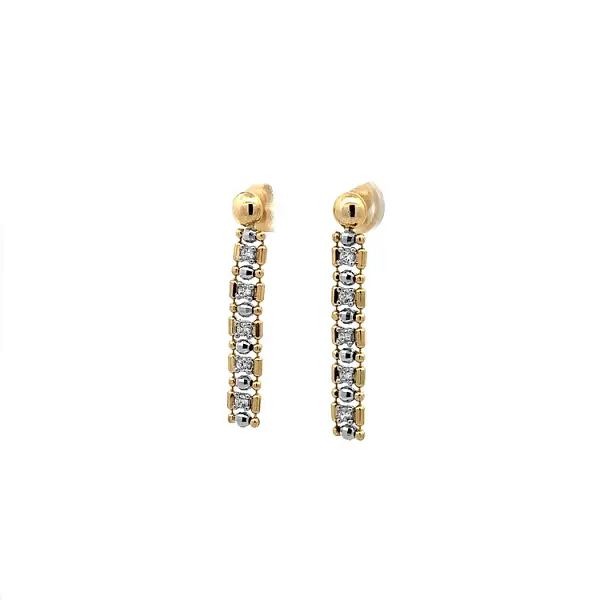 Gold dangle earrings with Zircons