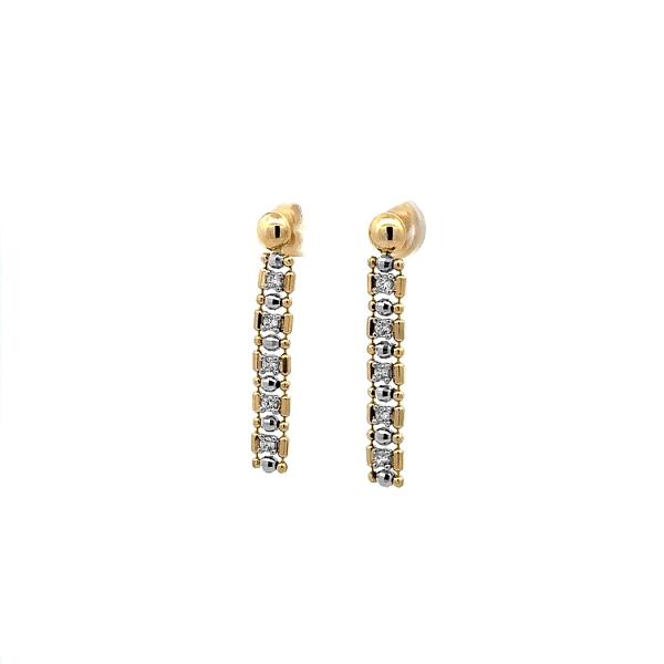 Gold dangle earrings with Zircons