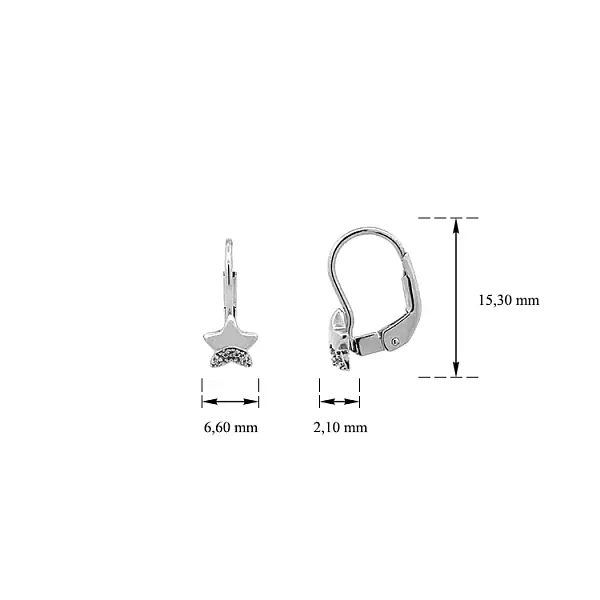 Gold Earrings Starfish with Zircons