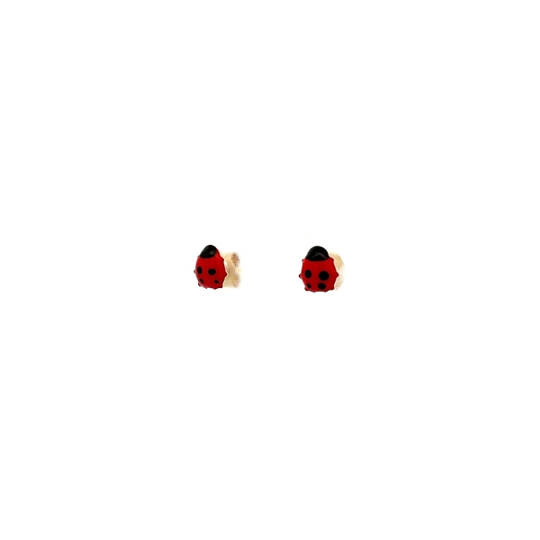 Gold Peck Earrings Ladybug